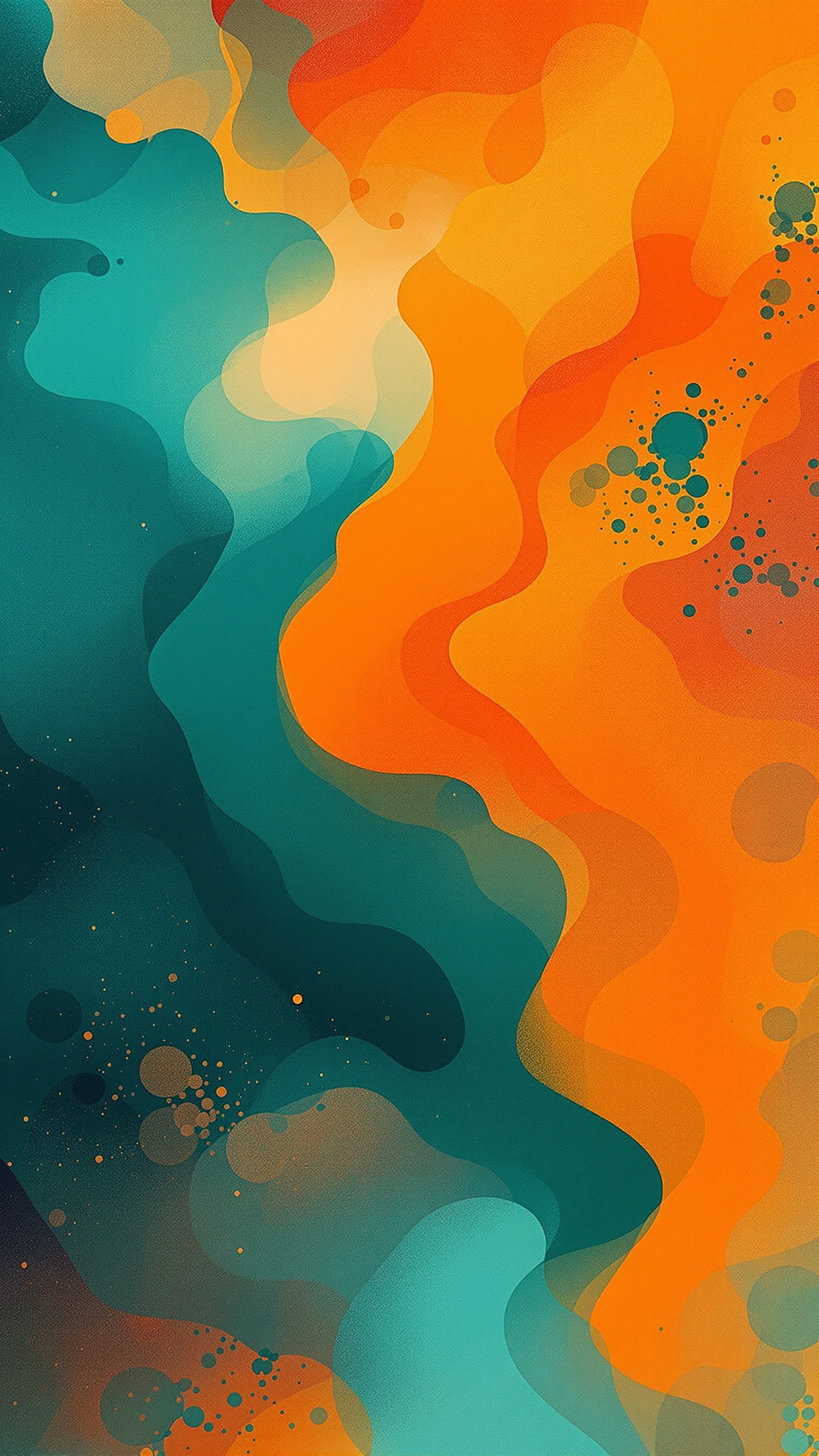 Orange Teal Split - Abstract phone wallpaper 2160x3840