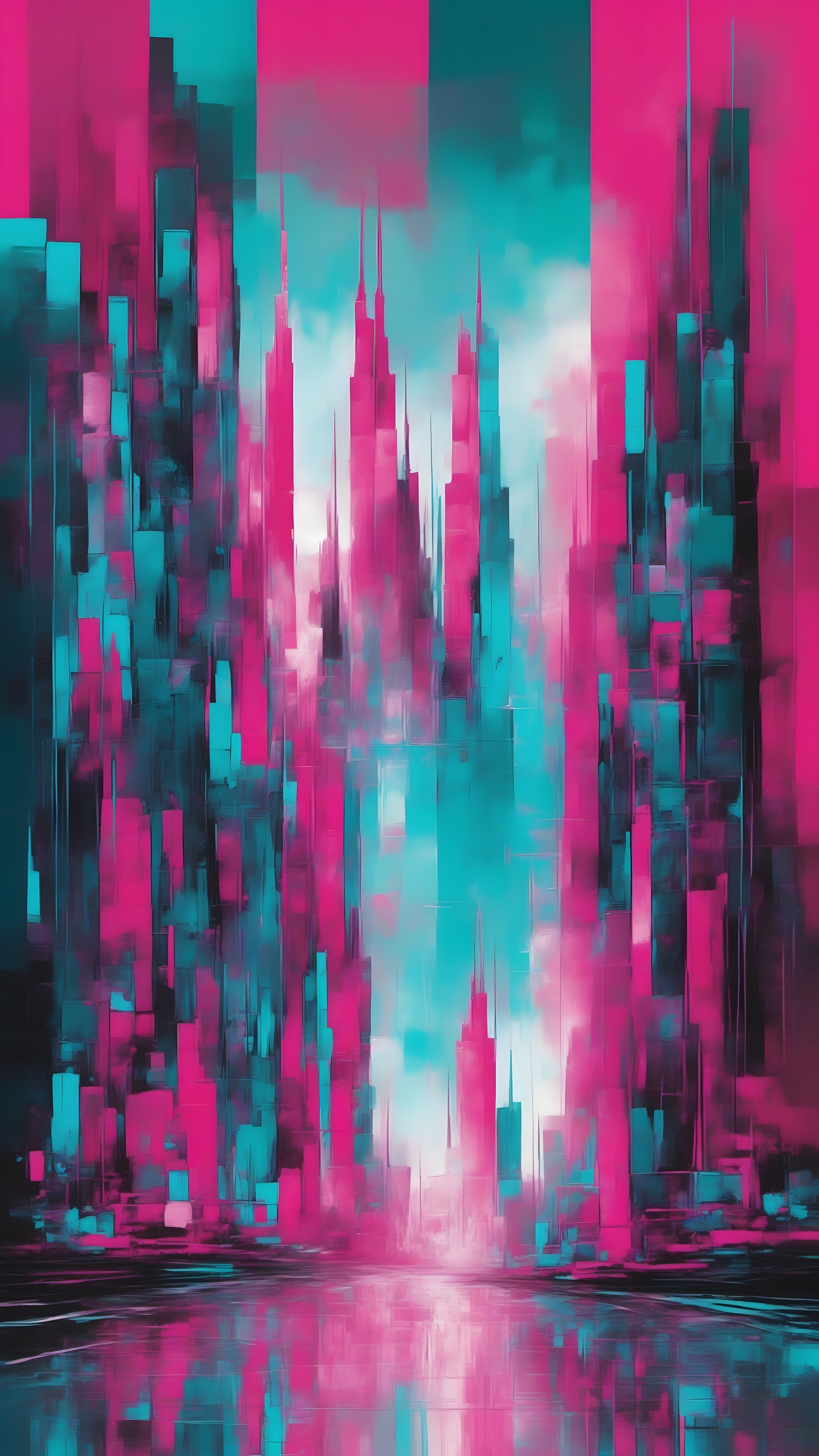 Cityscape Memory - Abstract phone wallpaper 2160x3840