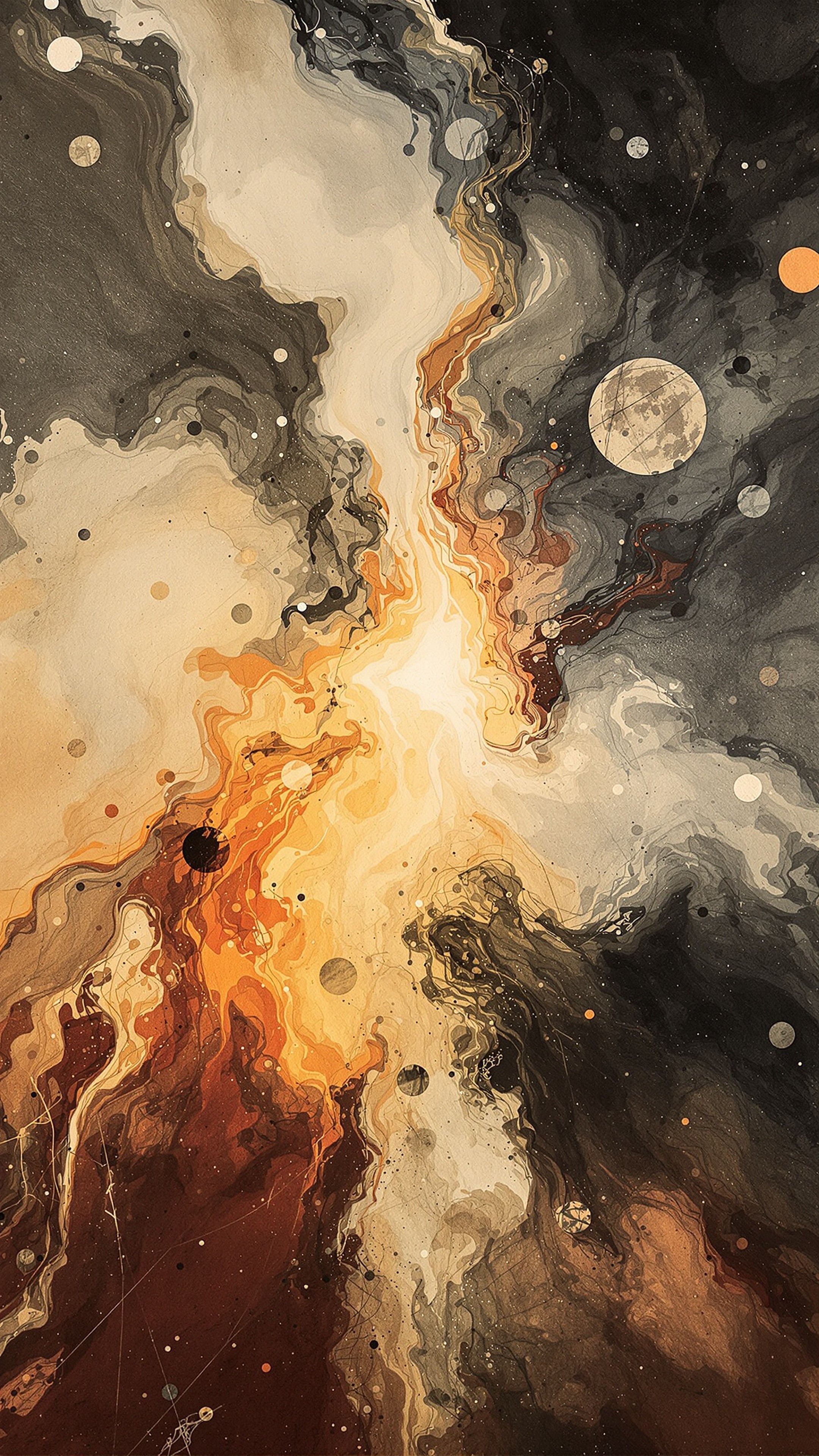 Cosmic Pyrography - Abstract phone wallpaper 2160x3840