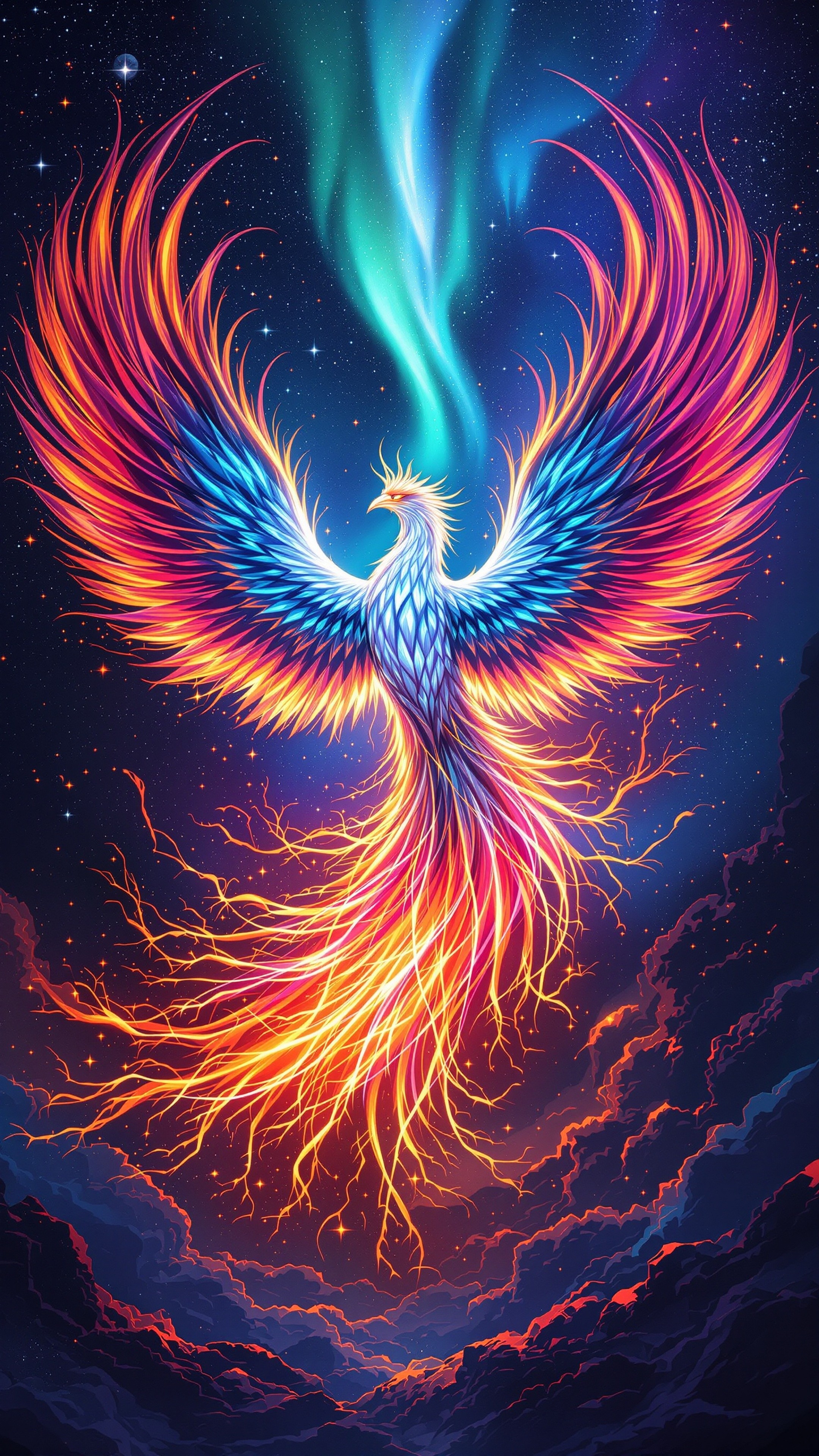 Phoenix Iridescent - Abstract phone wallpaper 2160x3840
