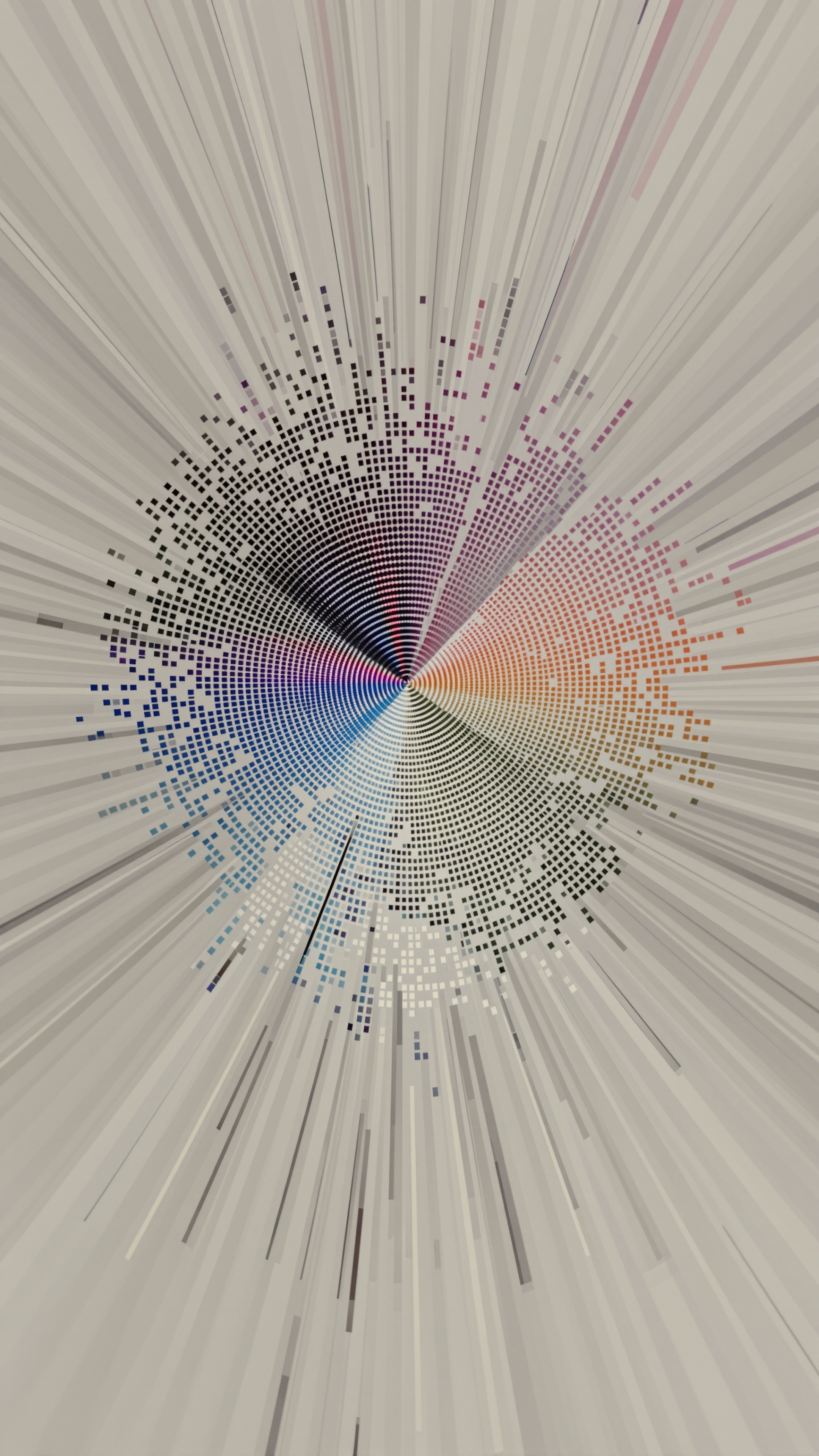 Pixel Sort Radial - Abstract phone wallpaper 2160x3840