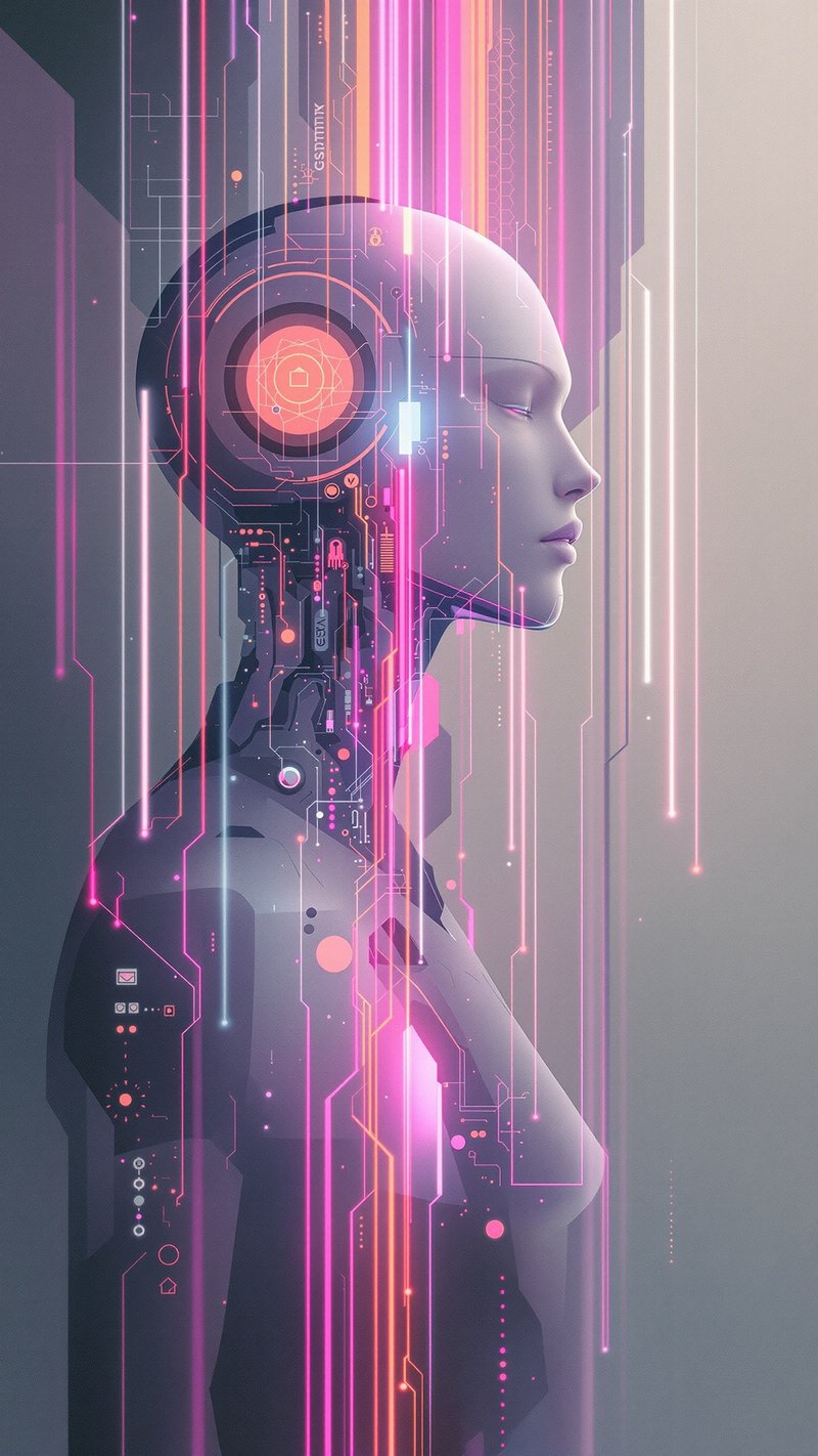 awakened cyborg - Abstract phone wallpaper